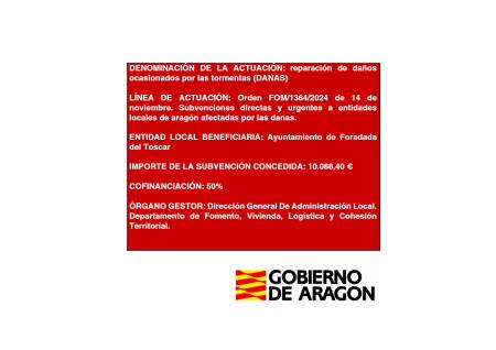 Concesión de una subvención de carácter urgente para la reparación de...